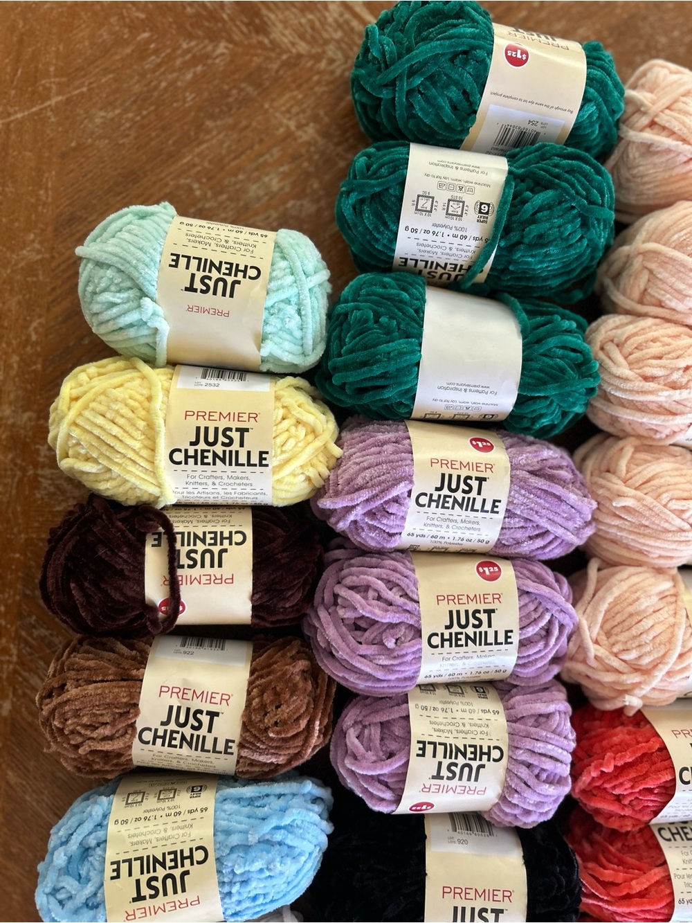 Premier Just Chenille Yarn - Teal, Coral, Black, Gray, Lavender, Peach - Picture 5 of 5